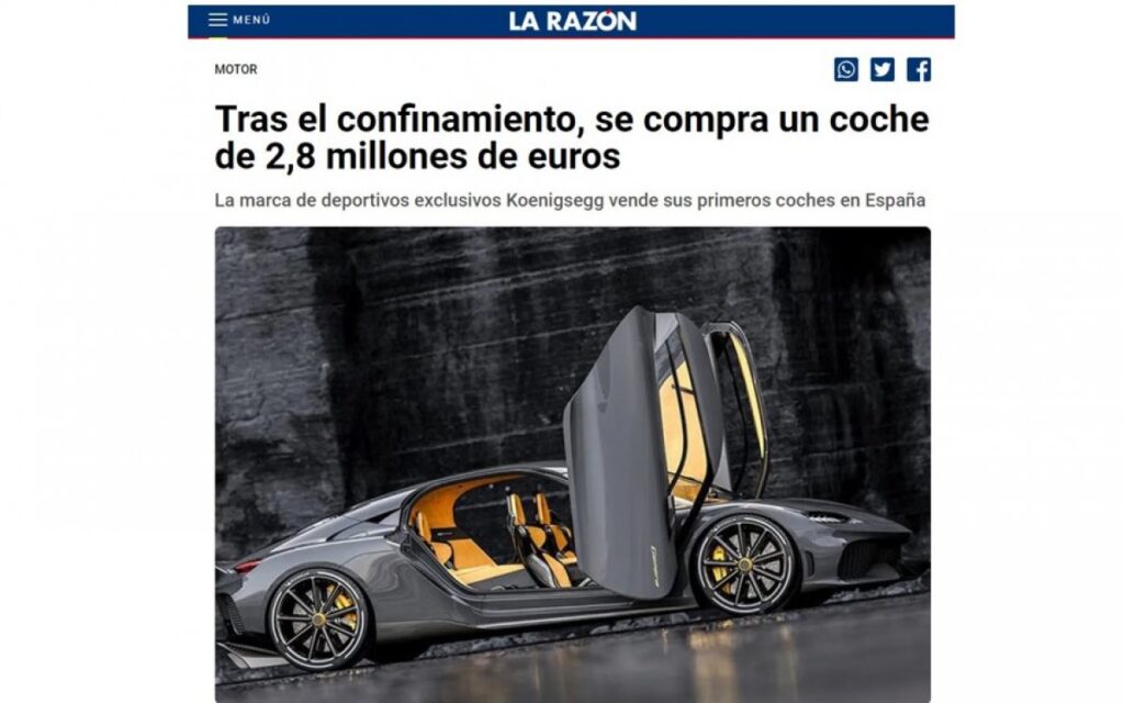 Koenigsegg sells its first cars in Spain Spirits of Speed